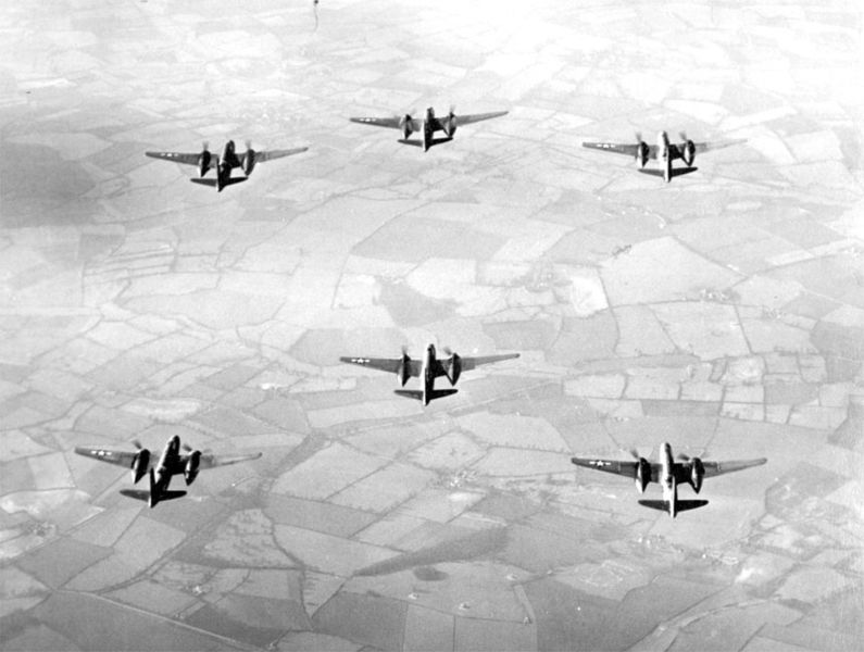 A-20 en formación de bombardeo, 1943
