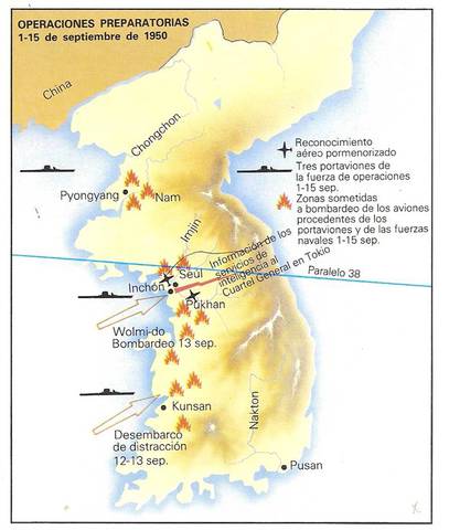 Mapa que muestra la línea imaginaria donde se inició el conflicto, el paralelo 38º