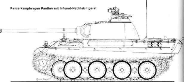Panzerkampfwagen Panther con dispositivo de visión nocturna por infrarrojos