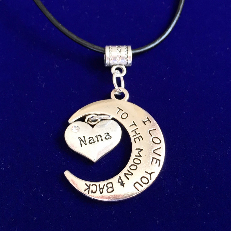Antique Silver Plt I Love You To The Moon Back Nana Necklace Categories