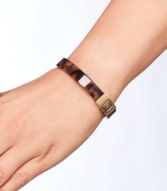 Michael Kors Hinged Tortoise-shell Bangle Engraved Buckle